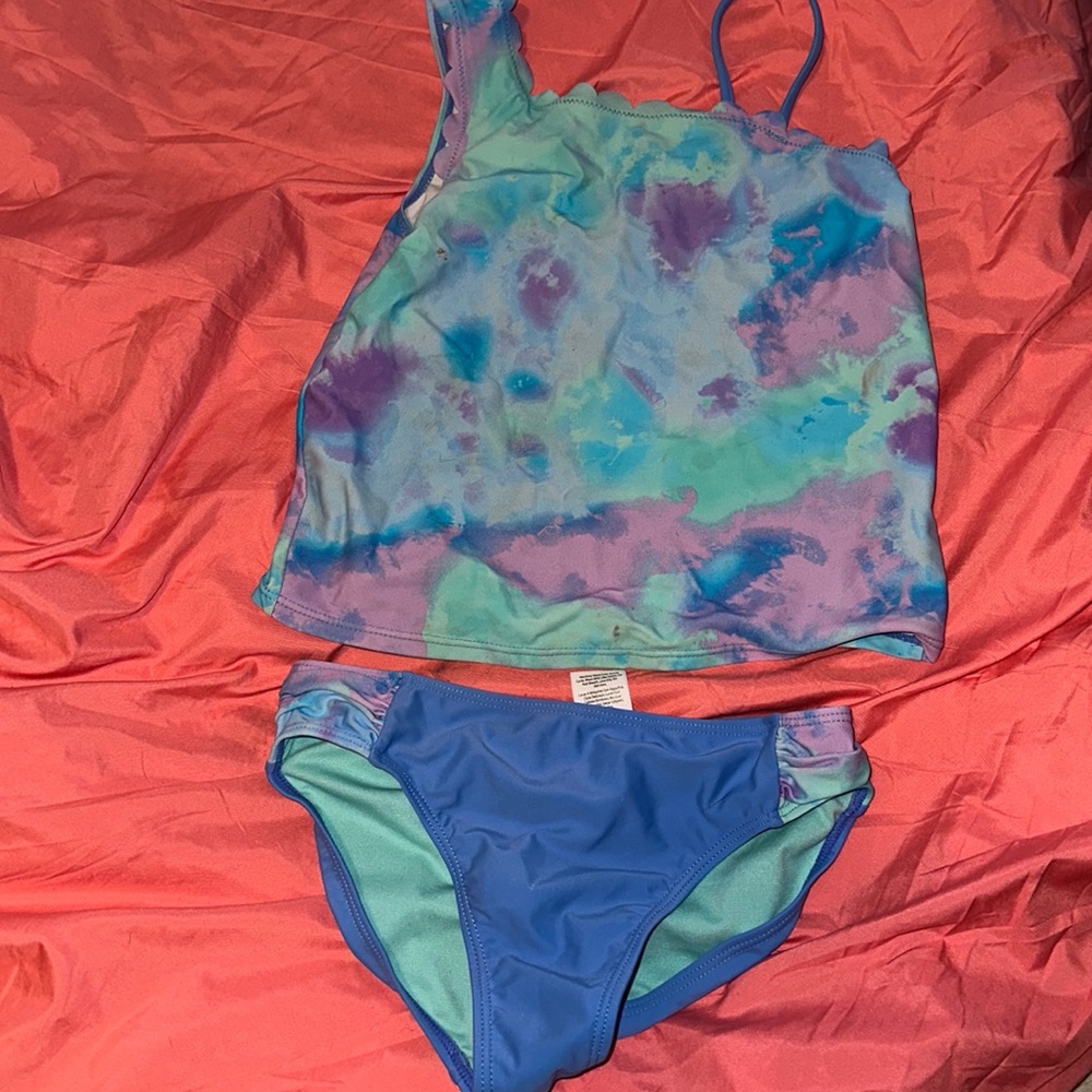 Wonder nation girls tie dye 2 piece tankini